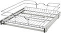 18 Inch x 20 Inch Single Wire Basket Pull Out Shelf Storage Organizer, Silver U11759