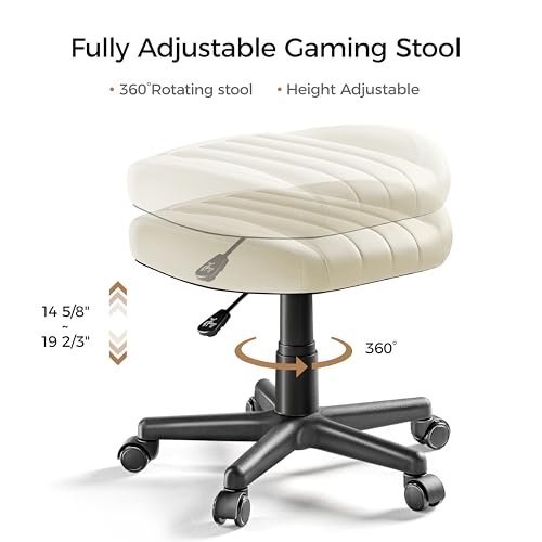 Height Adjustable Beige Foot Stool with Wheels H3941