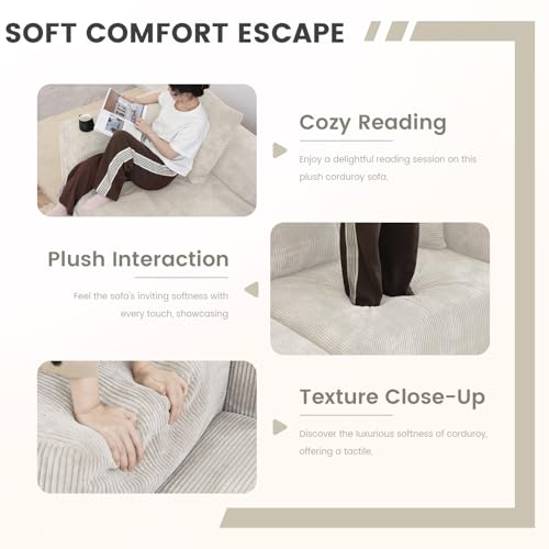 Oversized Corduroy 3 Seater Sectional Sofa B356179