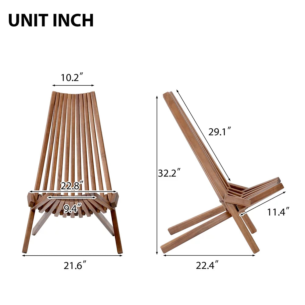 Folding Low Profile Acacia Wood Outdoor Chair B2210