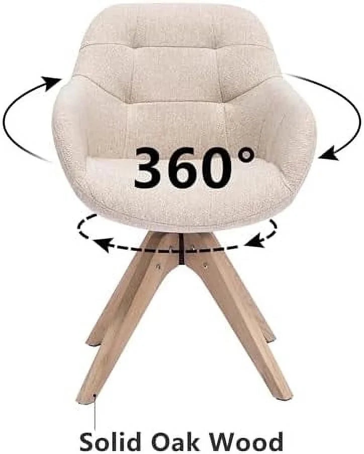Mid Century Modern Swivel Fabric Accent Chair with Oak Wood Legs B29022