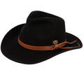 Wool Felt Outback Fedora with Faux Leather Band O92712