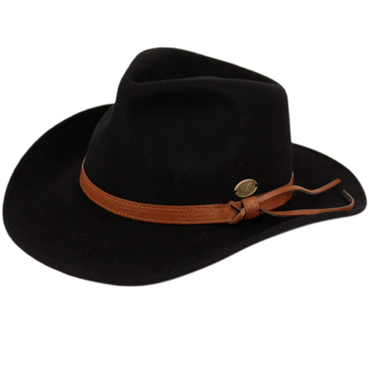 Wool Felt Outback Fedora with Faux Leather Band O92712