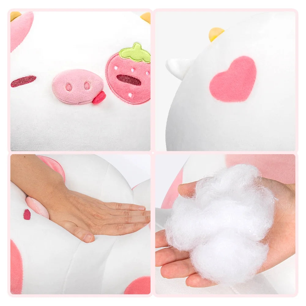 13.5" Mushroom Plushies Strawberry Cow Plush Pillow Z55023