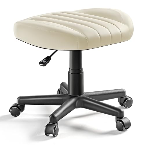 Height Adjustable Beige Foot Stool with Wheels H3941