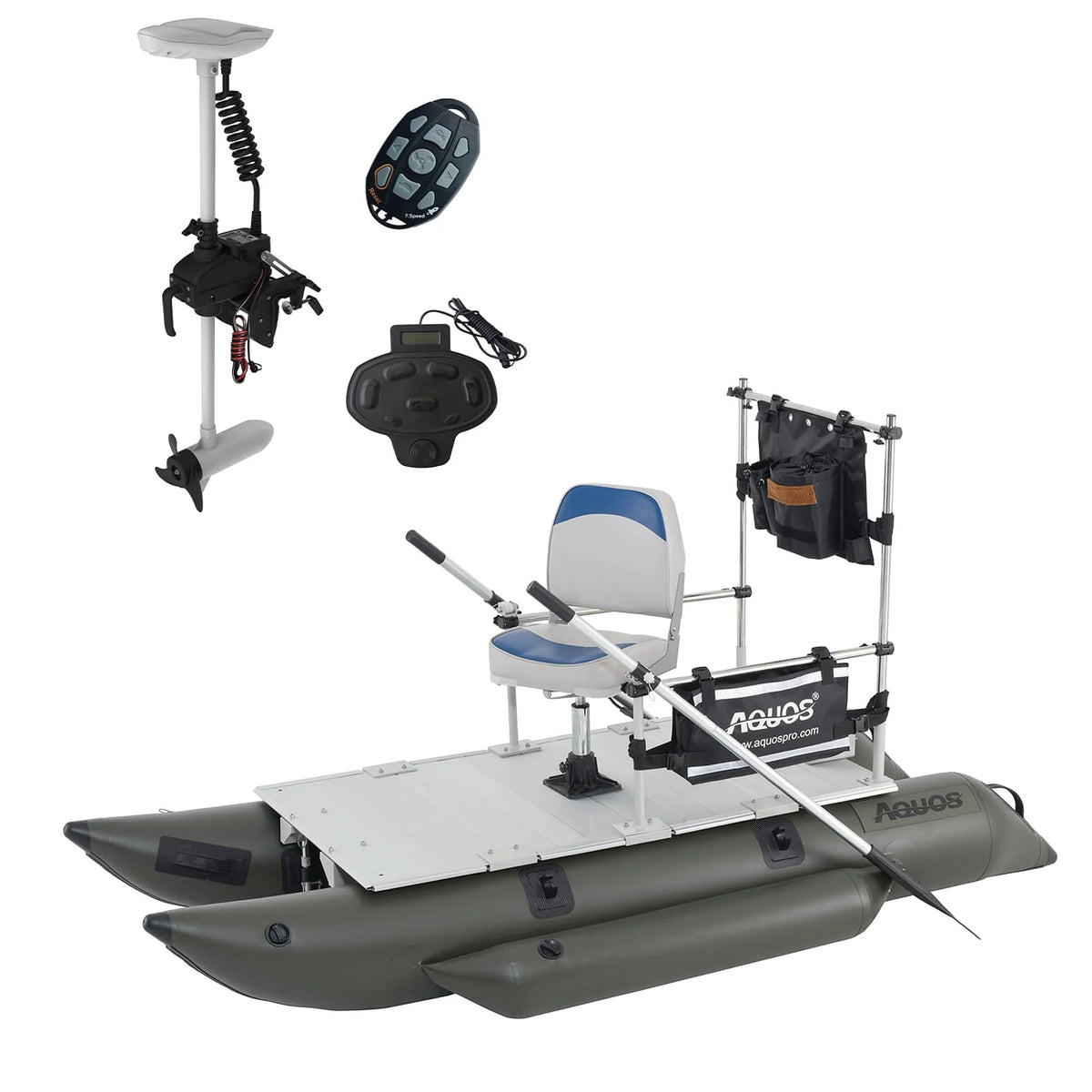 8.8 ft Inflatable Pontoon Boat with Trolling Motor and Foot Control L348689
