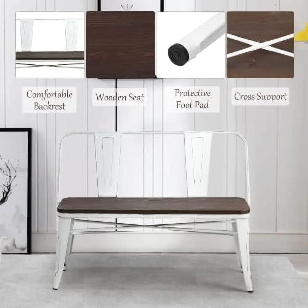 Dining Bench with Back Wood Seat O1996