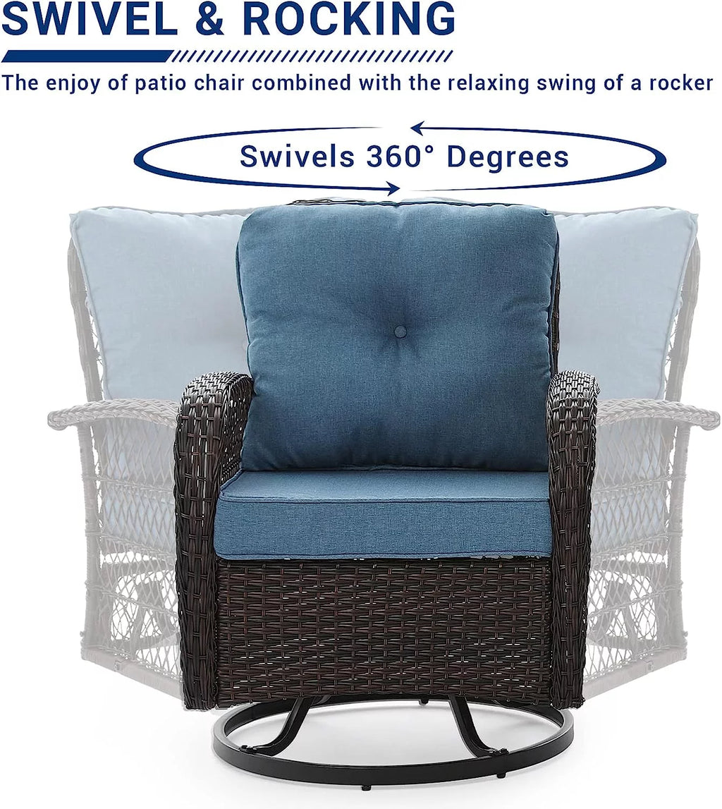 3 Pieces Wicker Patio Bistro Set with Glass Top Side Table G386