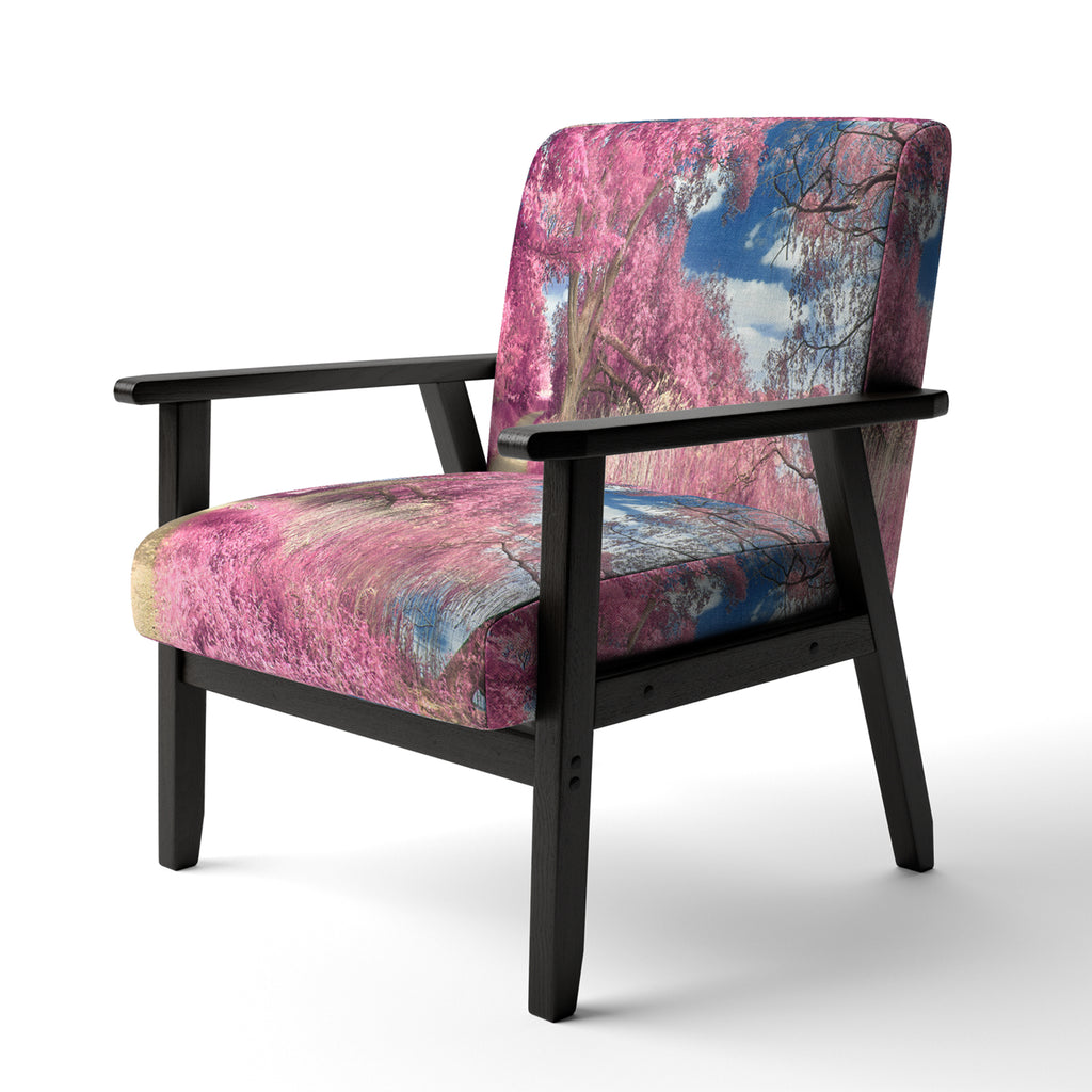 Pink And Purple Fantasy Forest Landscape Upholstered Accent Chair J89661