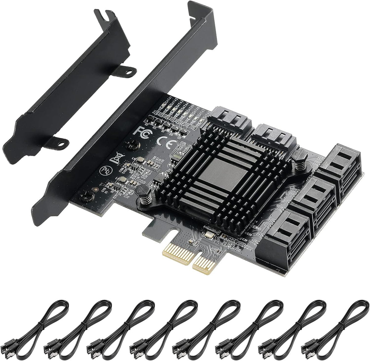 PCIE to SATA 3.0 6 Gbps Controller Card with 8 SATA Cables F90064