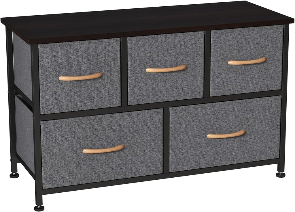 Gray/Natural 5 Drawer Fabric Dresser J9100