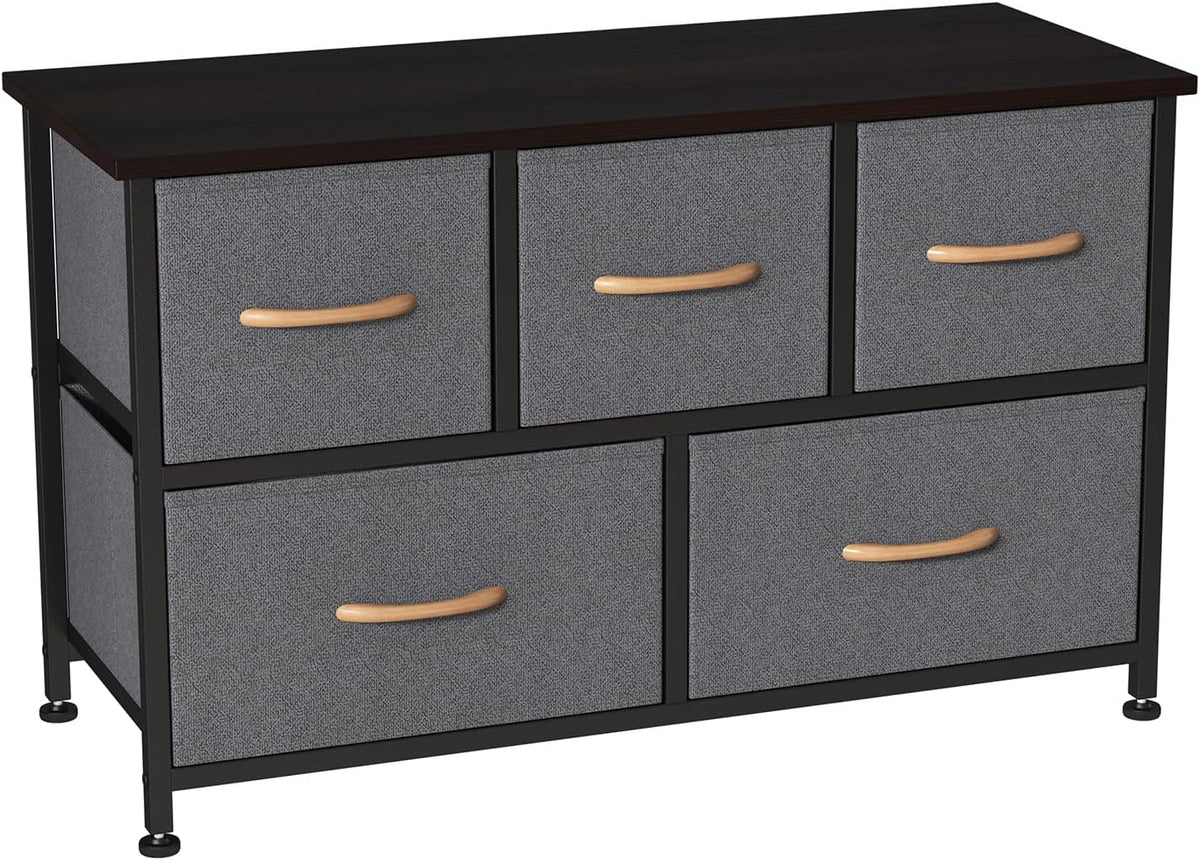 Gray/Natural 5 Drawer Fabric Dresser J9100