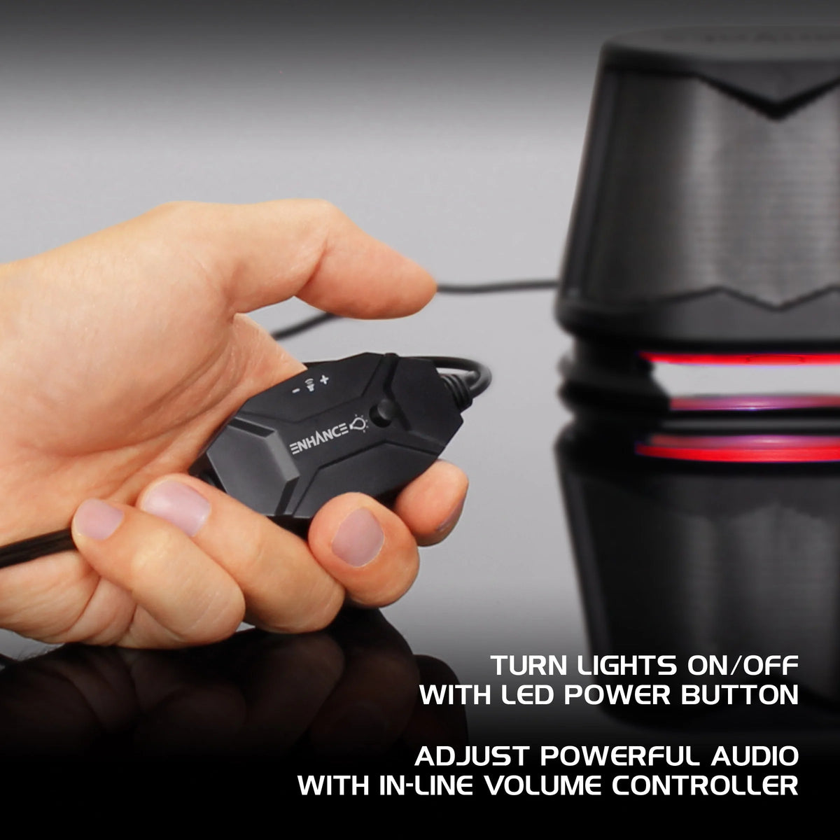 High Excursion Speakers with Red LED Lights, 10W Peak, 3.5mm Wired C40366