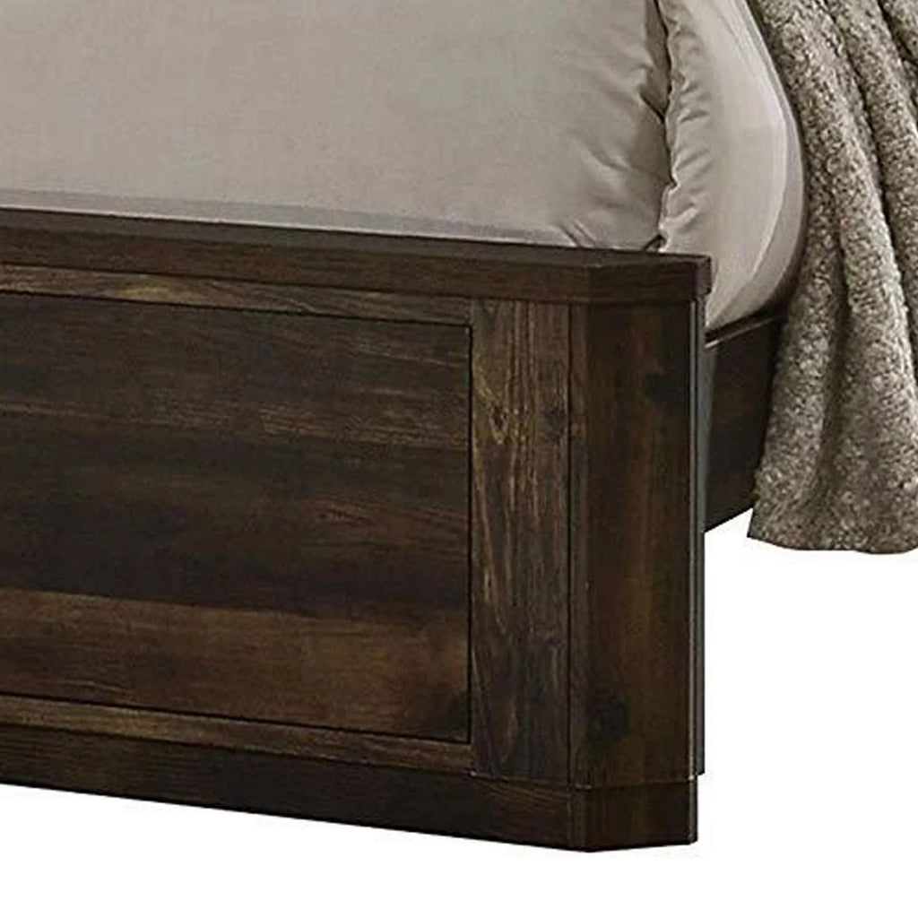 Brown Wooden Eastern King Bed with Paneled Headboard J21373