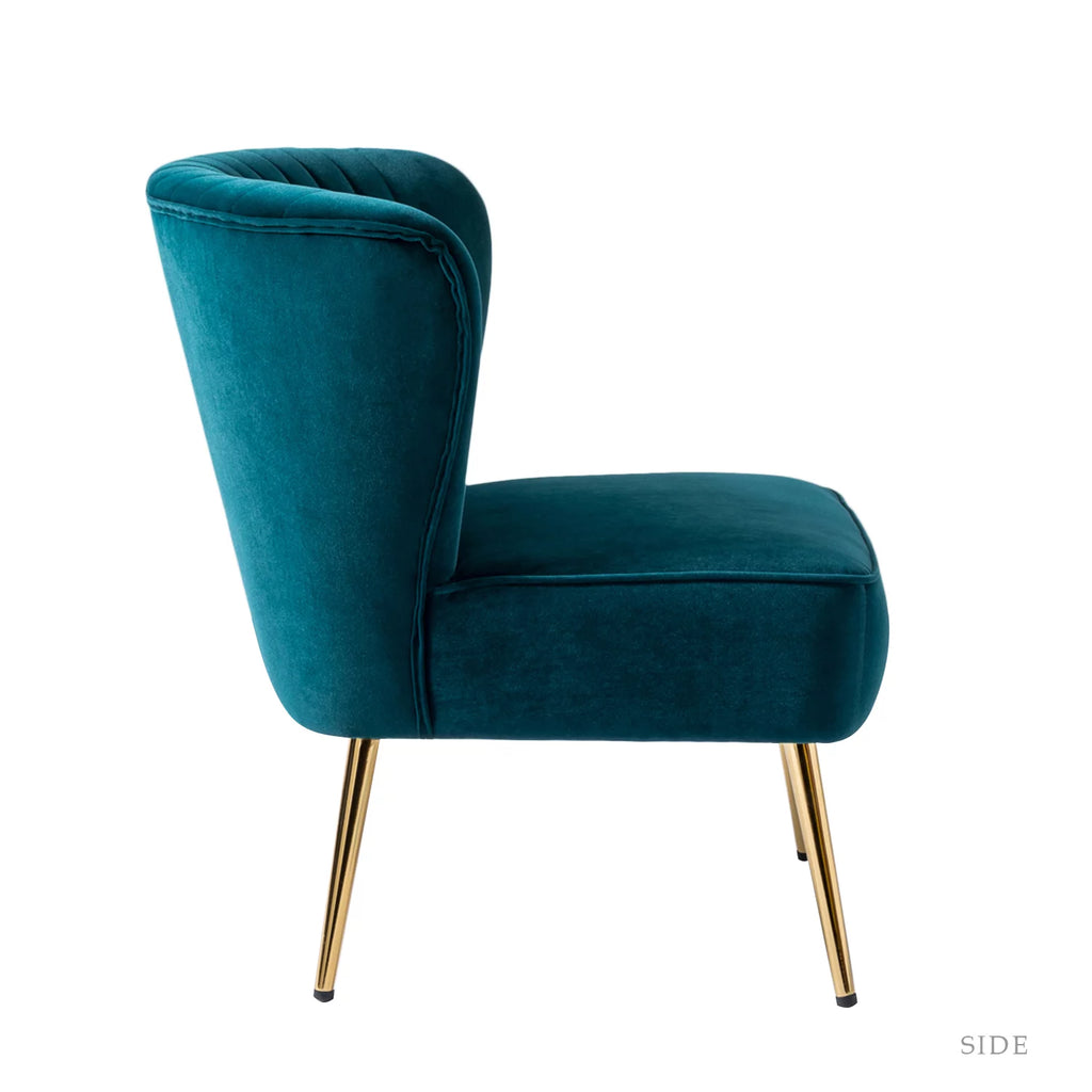Teal Velvet Armless Accent Chair O837