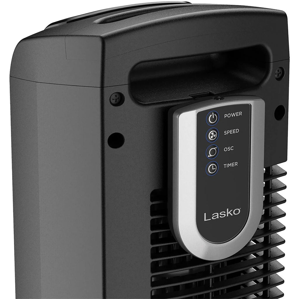 Black 3-Speed Oscillating Tower Fan with Timer and Remote H67232
