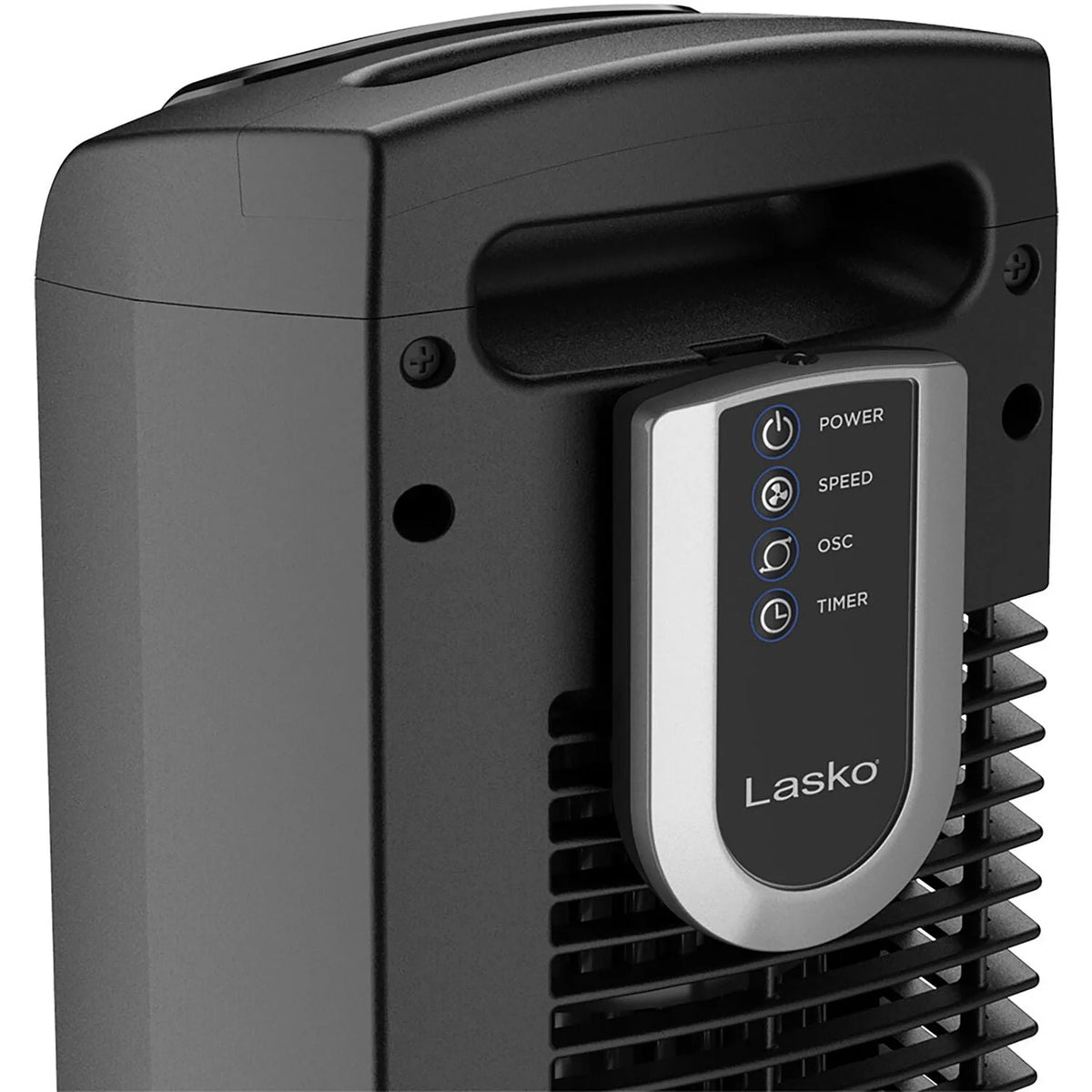 Black 3-Speed Oscillating Tower Fan with Timer and Remote H67232