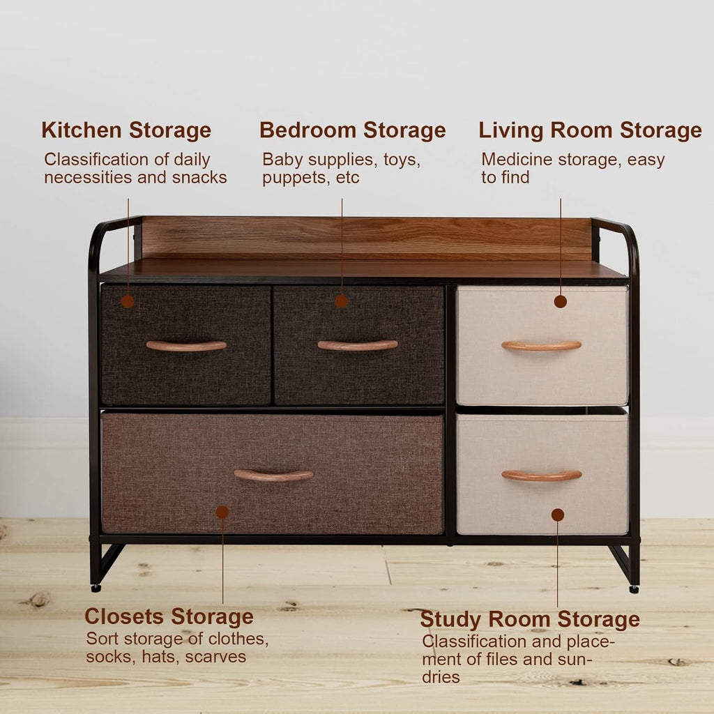 Large Storage Fabric Dresser with 5 Removable Drawers M597886