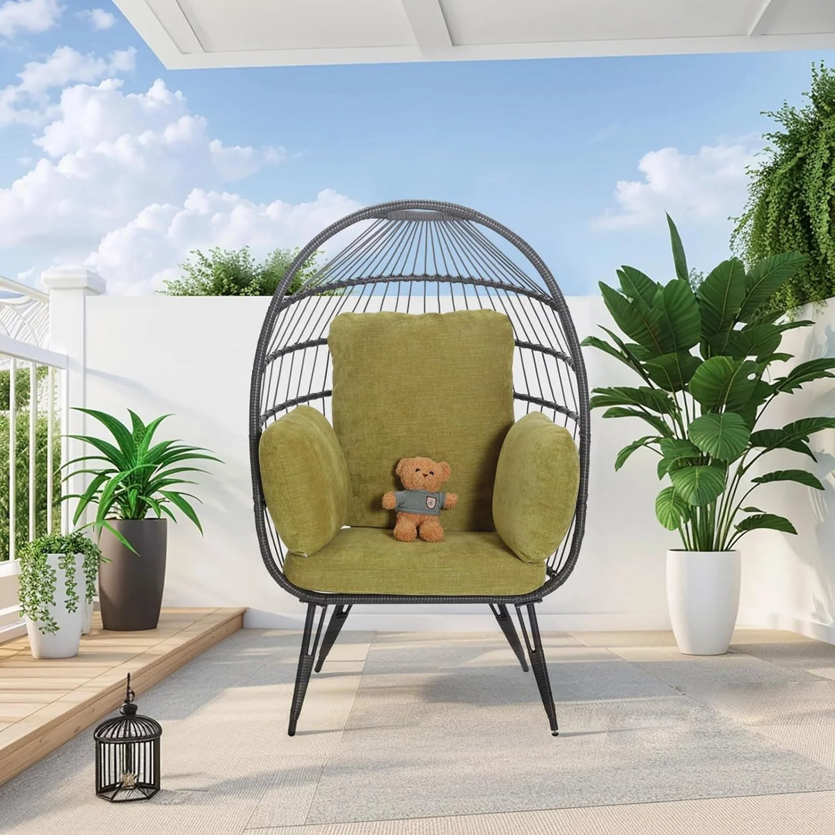 Oversized Wicker Egg Chairs Set of 2 with Cushions Q801186