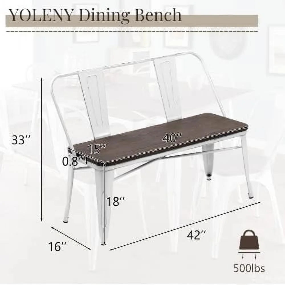 Dining Bench with Back Wood Seat O1996