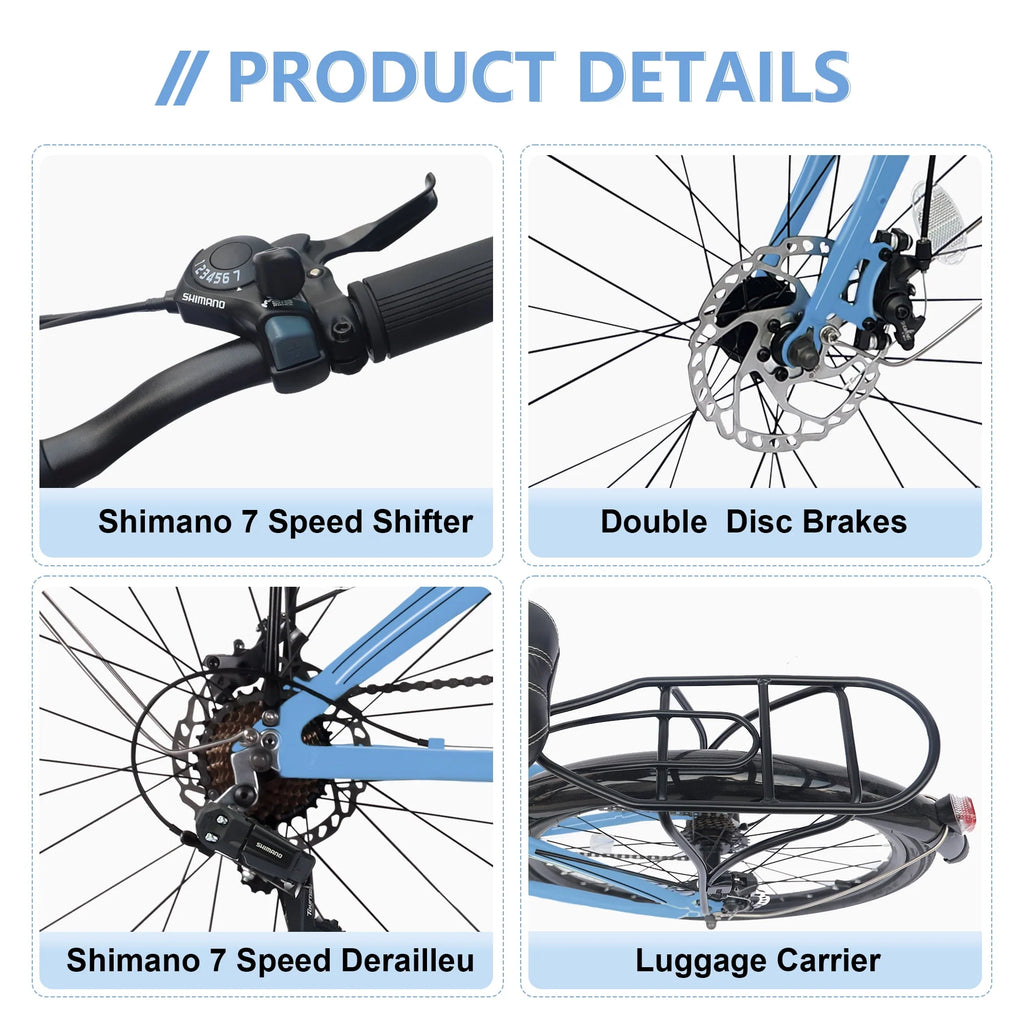 Blue 7 Speed Aluminum Folding Bike Q38031