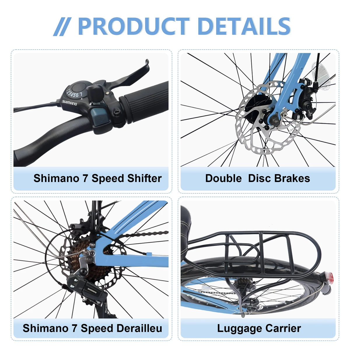 Blue 7 Speed Aluminum Folding Bike Q38031
