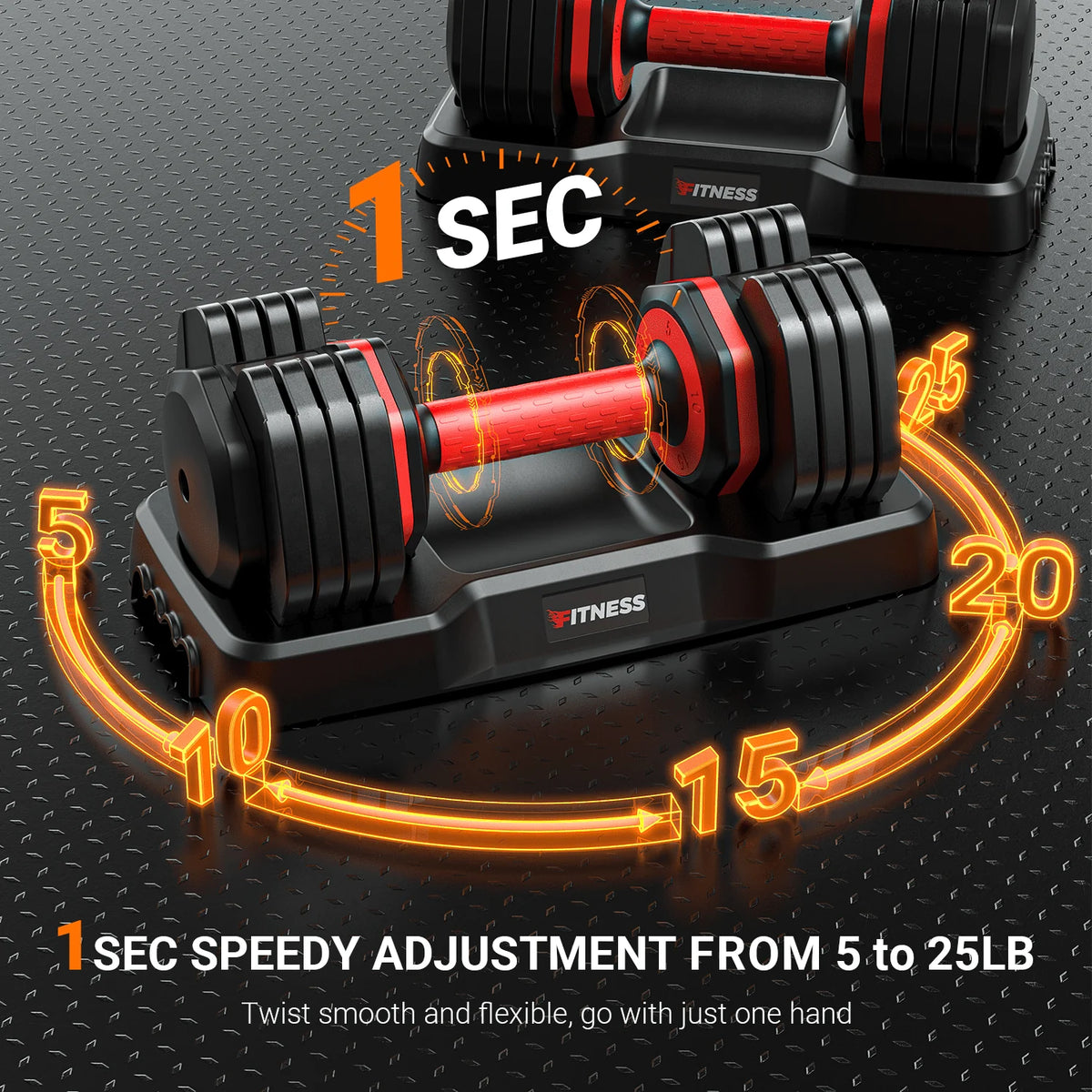 50lb Adjustable Dumbbells Set of 2 with Rack D89348