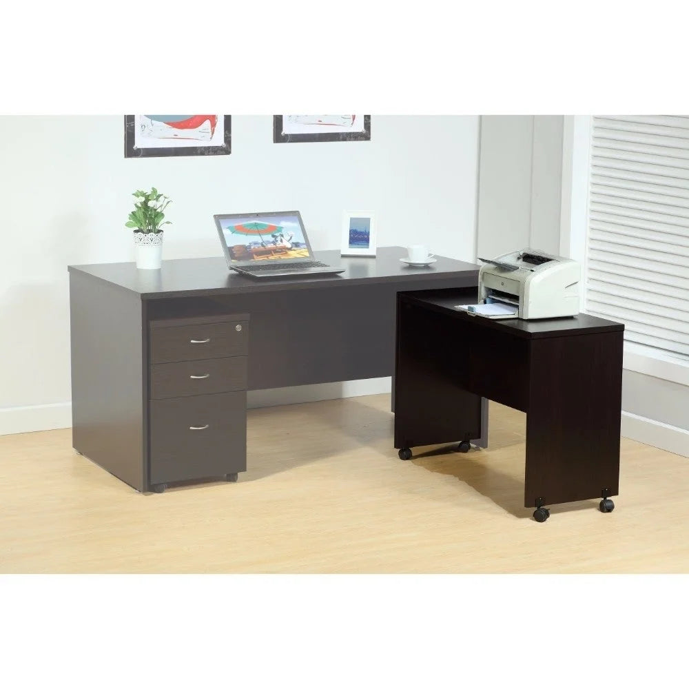 Dark Brown Finish Desk Return with Display Top Q275