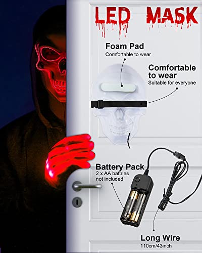 Halloween LED Mask Glow in the Dark Red D49623