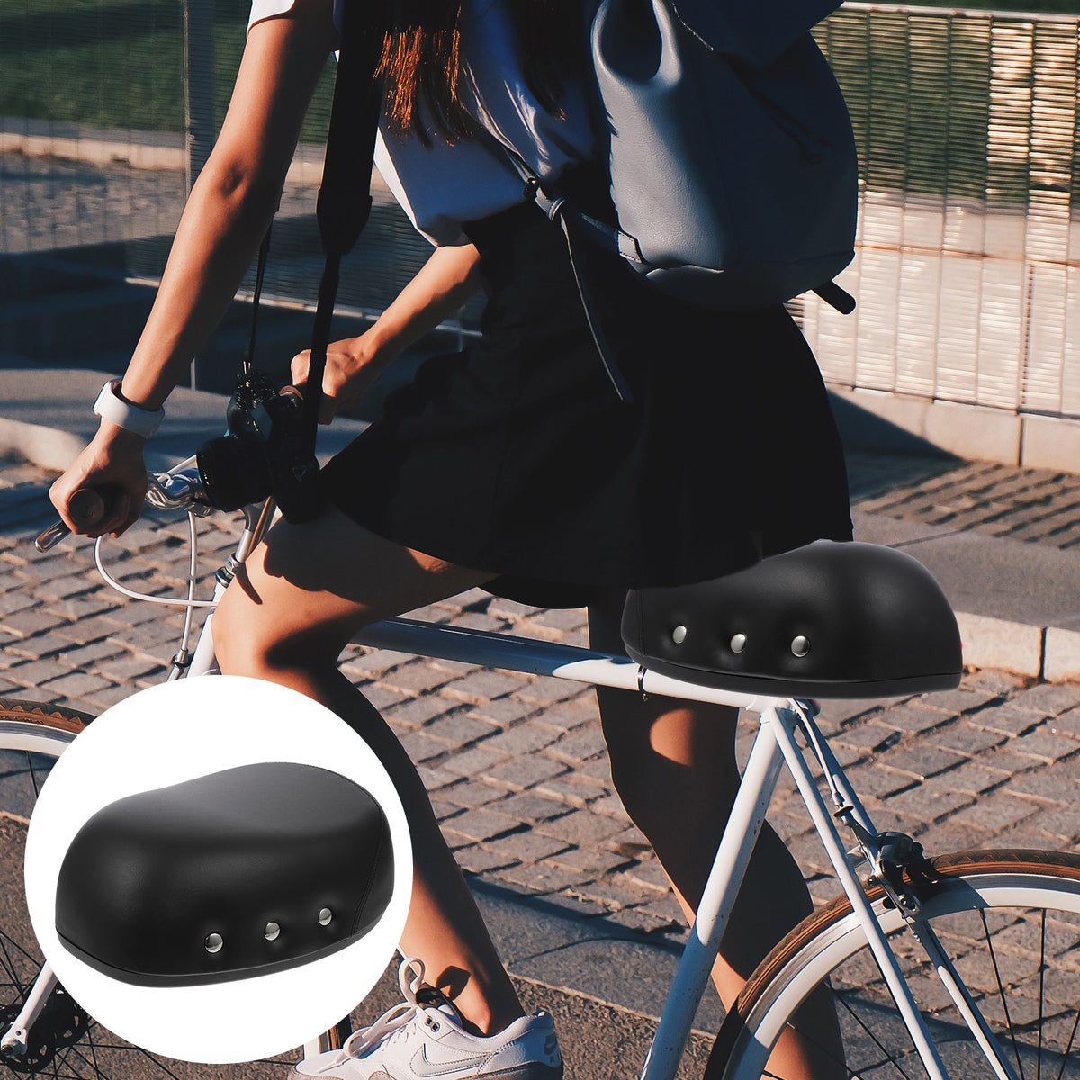 Black Mountain Bike Saddle with Rivet Decor J15627