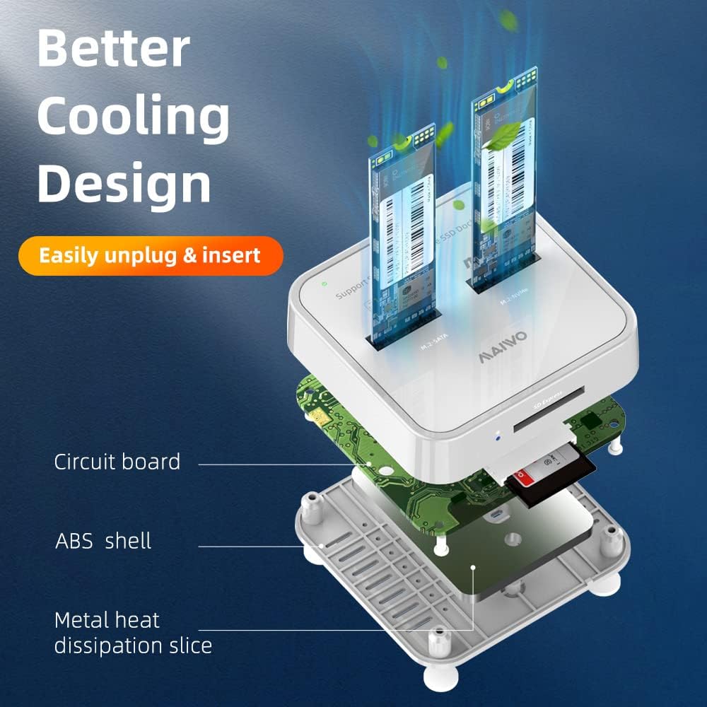 M.2 SATA/NVMe Docking Station, USB C 10Gbps Clone Duplicator, with SD Express Card Base V66336