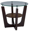 Round Glass Top End Table D32383