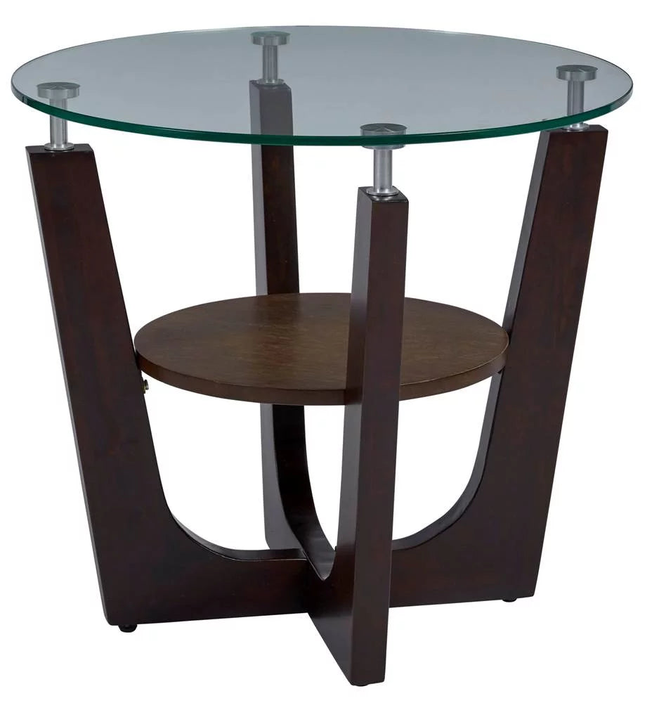 Round Glass Top End Table D32383