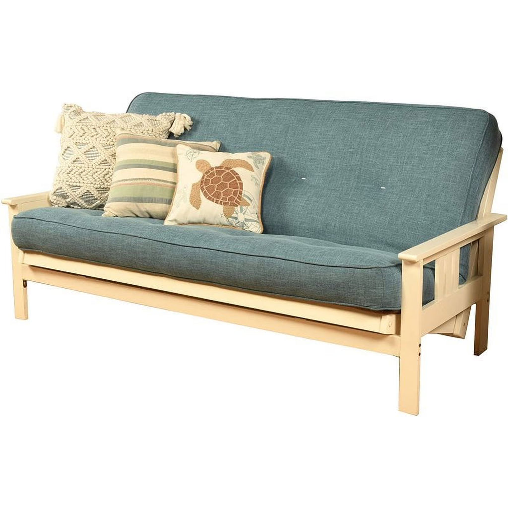 Aqua Blue Linen Fabric Futon S764