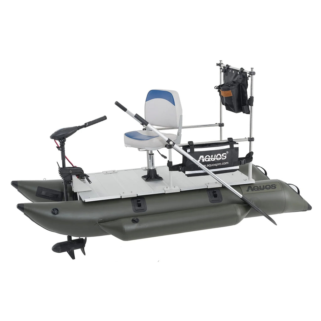 8.8 ft Inflatable Pontoon Boat with Trolling Motor and Foot Control L348689