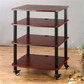 4 Black Poles 4 Cherry Shelves AV Stand with Caster W736760