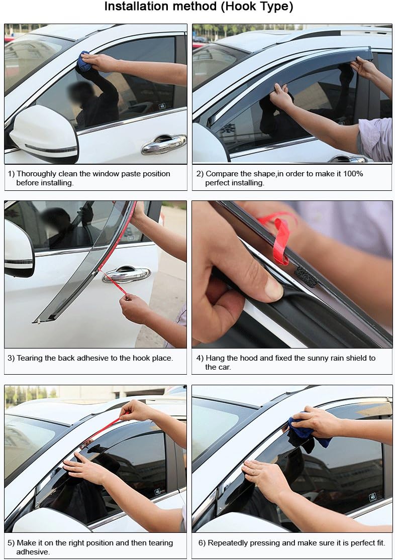 Car Window Visor Vent Shade Deflector Sun/Rain/Fog Guards Pack of 2 A223