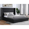 Black Wood Queen Upholstered Bed L945