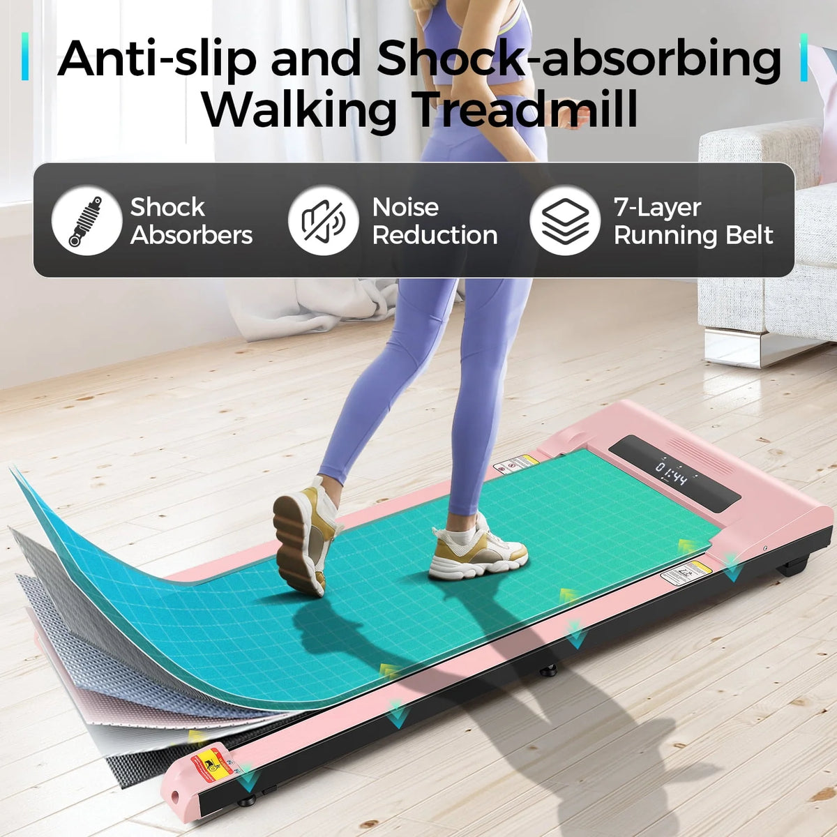 Walking Pad Treadmill 2.5HP Electric Jogging Running Machine with LED Display H224627