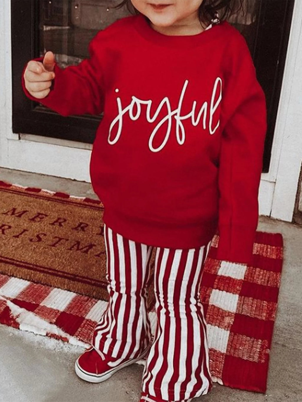 Long Sleeve Round Neck Christmas Shirt and Trousers W8266