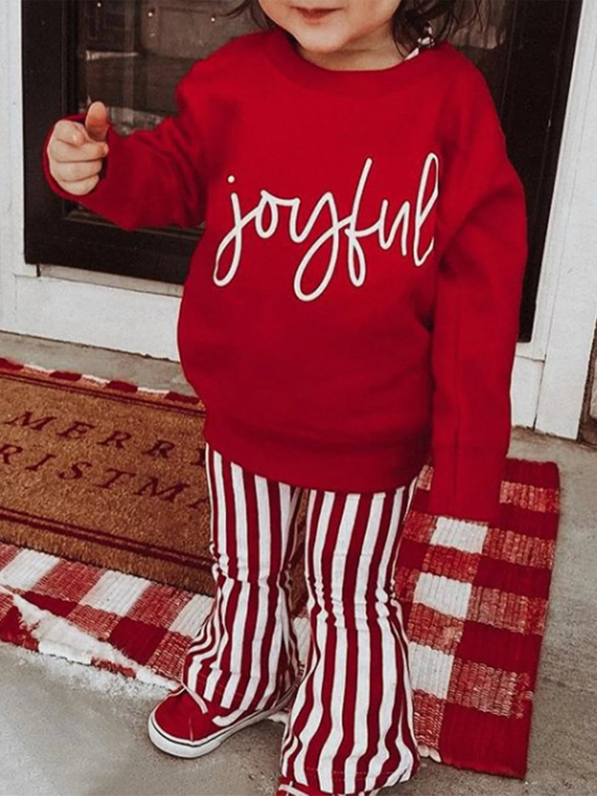 Long Sleeve Round Neck Christmas Shirt and Trousers W8266