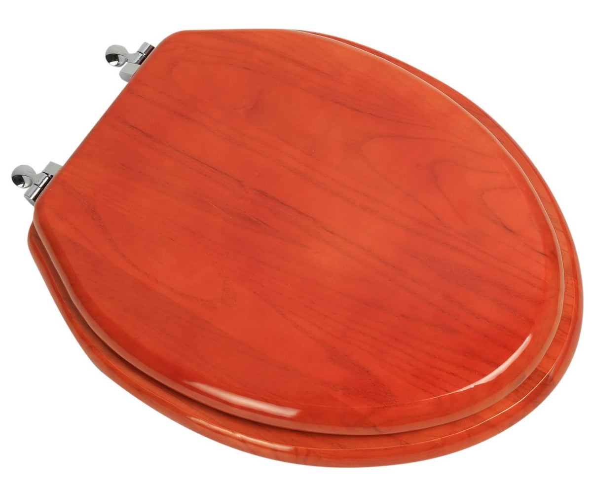 Oak Wood Toilet Seat with Oil Chrome Hinges X5508