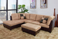 Beige Left Hand Facing Microfiber Sectional Sofa & Chaise with Ottoman Y83654