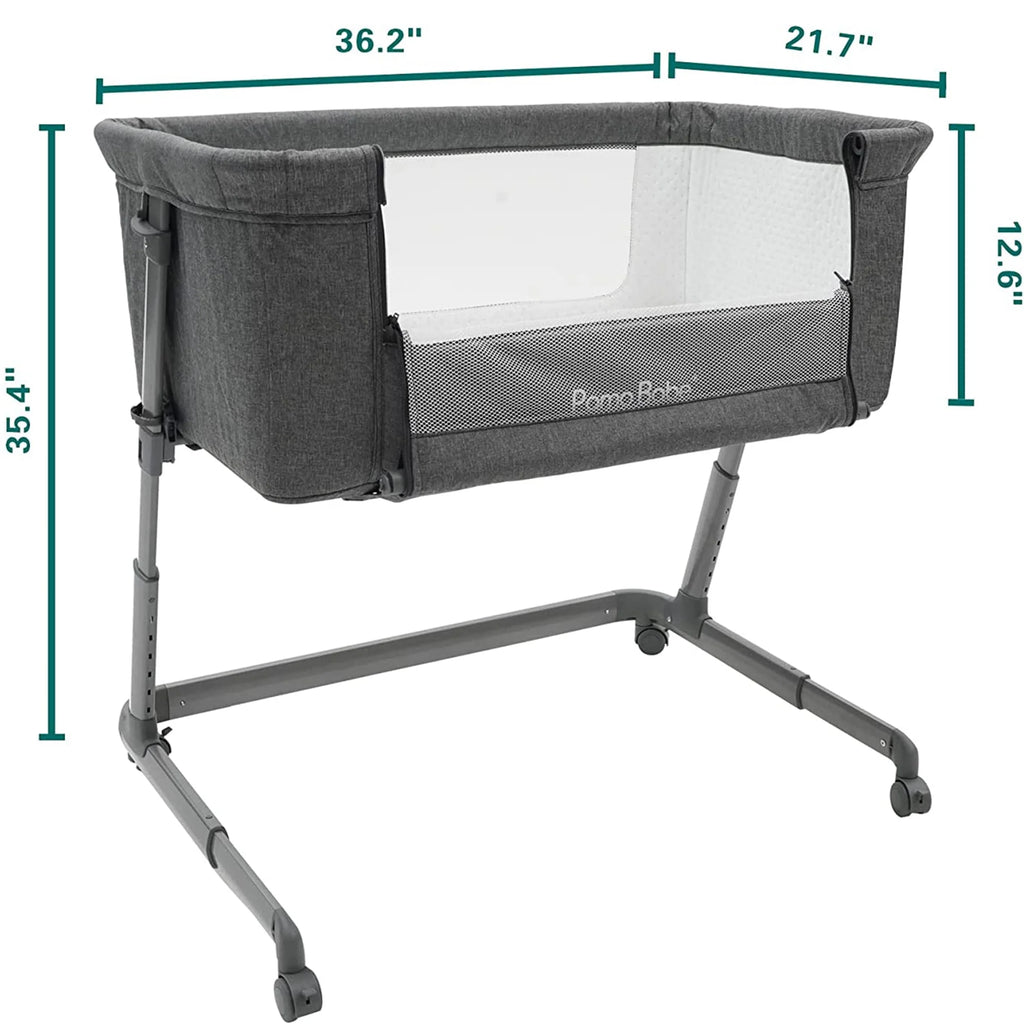 Grey Bassinet with Wheels and Folding Frame T8706
