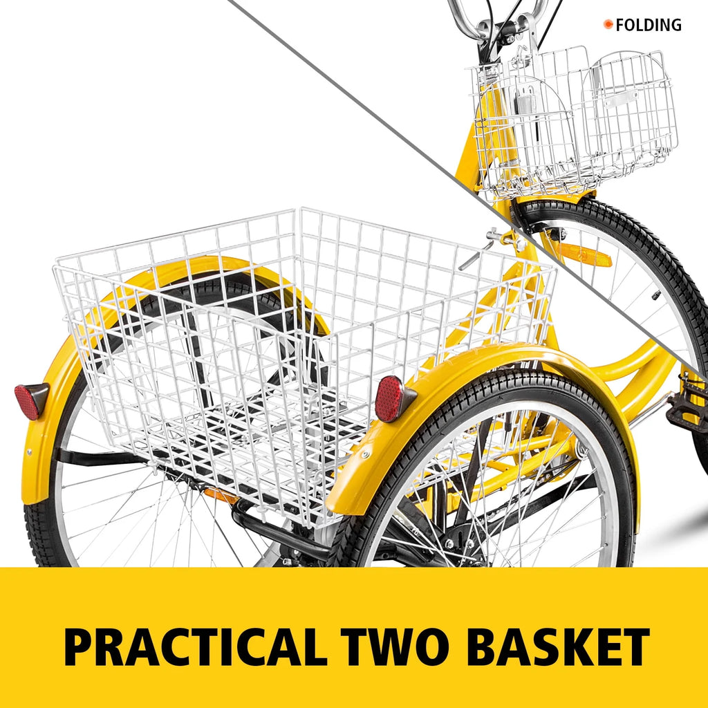 24 Adult Tricycle 7-Speed Three Wheel Bike with Basket Q136