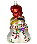 6.5" White and Red Hand Blown Glass Ornament A8576