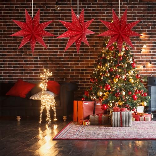 3Pcs Paper Star Lantern Lampshade Hanging Decorations Q799505