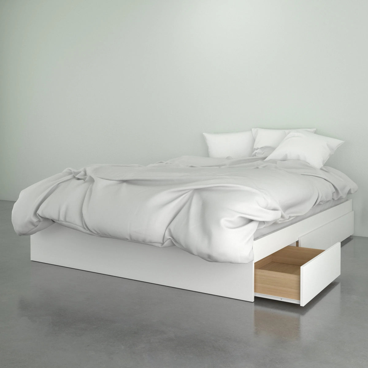 4 Piece Queen Size Walnut and White Bedroom Set S3145