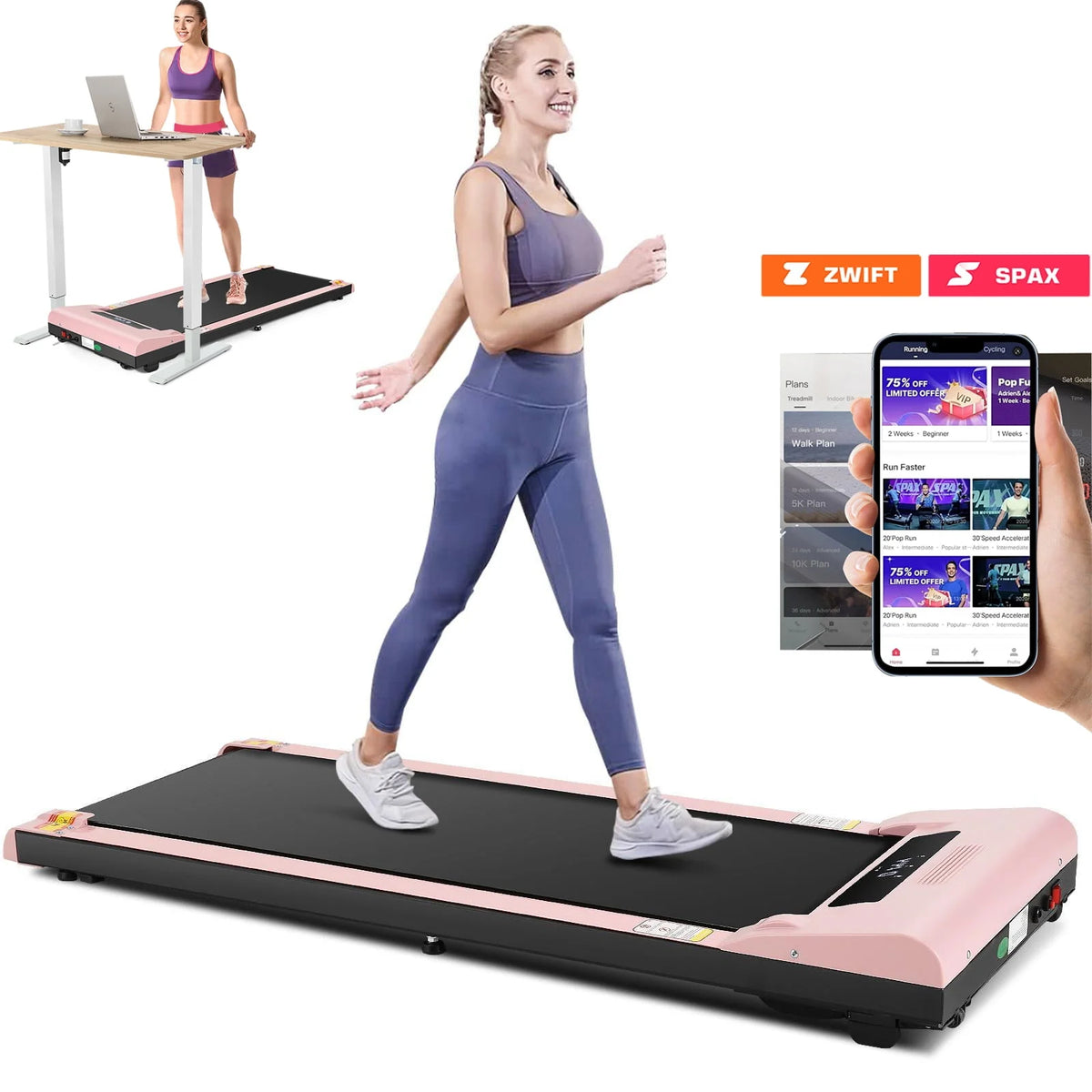 Walking Pad Treadmill 2.5HP Electric Jogging Running Machine with LED Display H224627