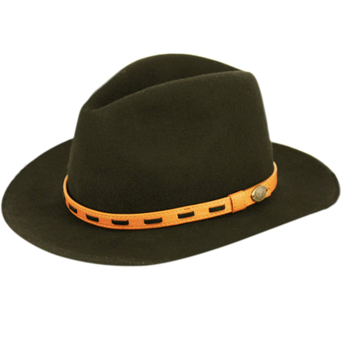 Wool Felt Outback Fedora with Faux Leather Band O92712